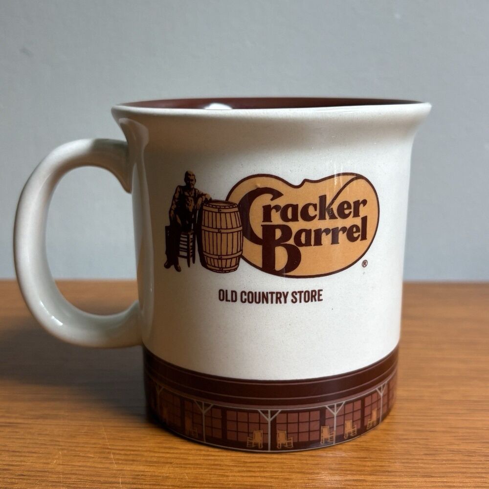 Cracker Barrel Mug Old Country Store Wood Burning Fire Ceramic Coffee Cup 14 oz
